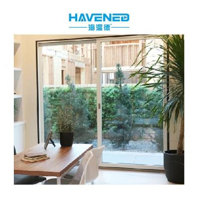 China Heat Insulation Exterior Concealed Stacking Sliding Patio Door Large Double Tempered Aluminum Sliding Door Patio Door for sale