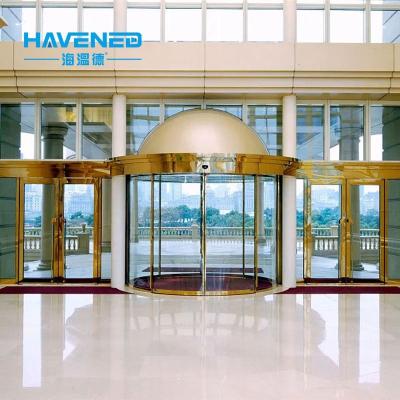 China New Design Heat Insulation Exterior Glass Shaft Stainless Steel Revolving Door for sale