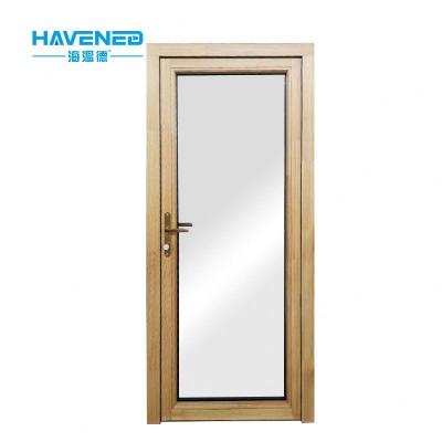 China Waterproof Made in China French Wood Style Bathroom Door New Design Aluminum Clad Aluminum Glass Swing Door for sale