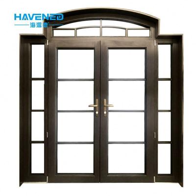 China New Door High Quality Waterproof Soundproof Hotel Glass Door Aluminum Clad Wooden Swing Door for sale