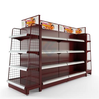 China Single / Double Sided Modern Metal Supermarket Shelves Material Supermarket Gondola Shelf for sale