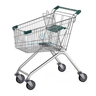 China Unveiling Style American Grocery Metal Shopping Trolley On Wheels Fruit Vegetable Shopping Trolley for sale