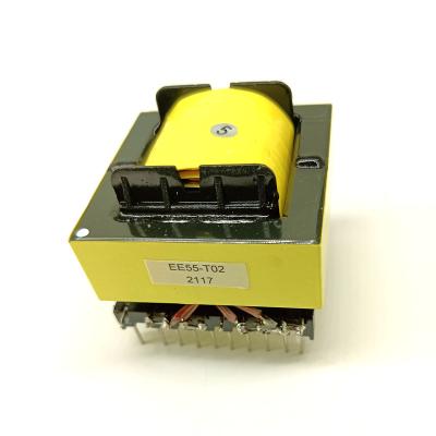 China Ferrite Core Inverter Transformer EE55-T02 Current High Frequency Hybrid Solar Inverter Transformer for sale