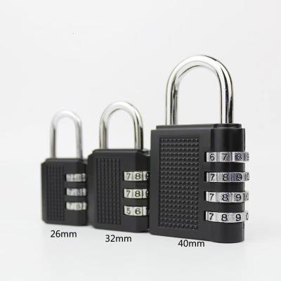 China Factory Outlet 4 Digit Combination Padlock Large Travel Black Zinc Alloy+Plastic Luggage Lock Zinc Alloy Combination Lock for sale