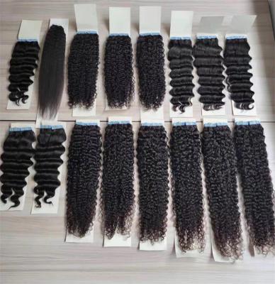 China 100% Remy Natural Black Ins Curly Tape Curly Tape Virgin Hair Extensions 100% Cuticle Aligned Curly Tape In Hair Extensions 100 Hair for sale