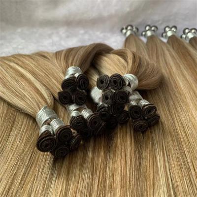 China High Quality Curly Double Loop Hand Drawn Tied Hair Extensions Hair Weft Russian Hair Hand-Tied Wefts Remy for sale