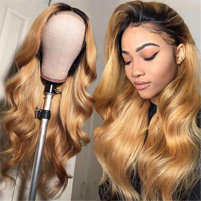 China Wholesale Colored Body Wave Brazilian HD Lace Front Hair Wigs, 1B 27 Frontal Wig, Virgin Remy Cuticle Aligned Hair Vendor for sale