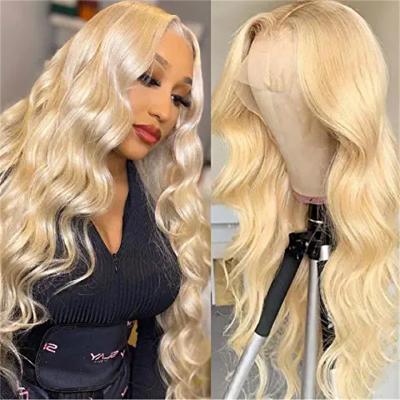 China Body Wave 613 Human Hair Lace Wig Seller 360 Lace Front Wigs 100% Full HD Virgin Brazilian Glueless Blonde Blonde For Caucasian People for sale