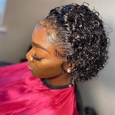 China Short Pixie Straight Brazilian Straight Pixie Cut Afro Curly Wig Curls Hair Lace Front Wig for sale