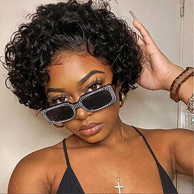 China Glueless Pixie Pixie Wigs Pixie Curly Cuy Short Brazilian Straight Short Hair Pixie Star Hair Wavy Wig for sale