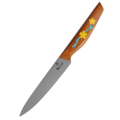 China 6 Inch Multifunctional Kitchen Chef Knife Viable Professional Stainless Sharp Fruit And Vegetable Knife With Turquoise Wood Handle for sale