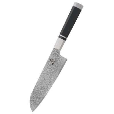 China Sustainable Professional Santoku Knife Damascus Chef Kitchen Cleaver Knife With Wood Handle for sale