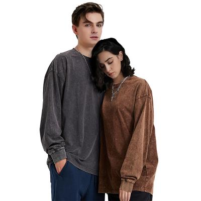 China Other autumn and winter 250gsm unisex batik print long sleeve crewneck sweatshirt washed distressed men and women's sweatshirt for sale