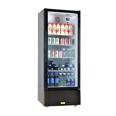 China Single-temperature factory sale straight glass beverage display 320L frost strong quick cooling showcase for supermarket for sale