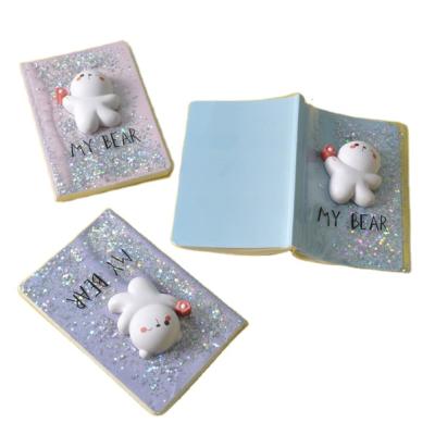 China Custom Made Innovative Cute Pressure Release PVC Coating Squishy Soft Slow Rising Bear Toy Notebook Diary Journal For Kids for sale