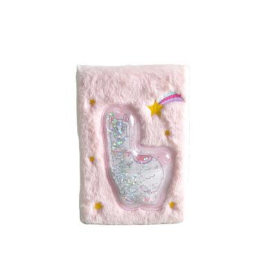 China Printed A5 Llama Journal Best Pink Furry Books With Sequin For School Student Gift for sale