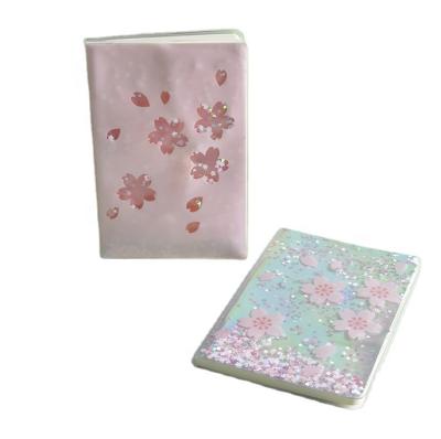 China 2021 New Design PVC Sequin Printed Liquid Glitter Cherry Blossom Writing Journal Pretty Girl Gift for sale