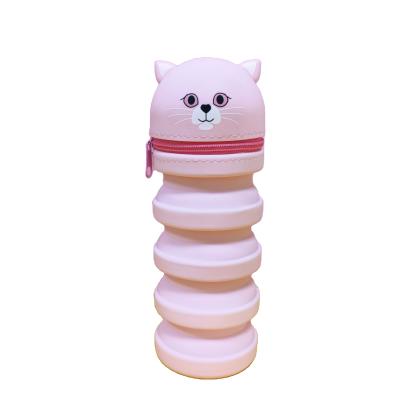 China New Arrival Waterproof High Quality Straight Cat Rose Silicone Telescopic Pen Holder for sale