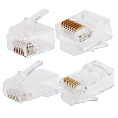 China PCB CAT5E/CAT6 Stranded Unshielded/Shielded Solid Gold Plated Cat5 Cable Rj45 Lan Connector Crystal Head 8P8C Network for sale