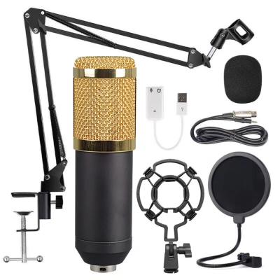 China Microphone BM 800 Studio Condenser Microphone Handheld Full Set with Sound Card Mount and Shock Arm Stand for sale