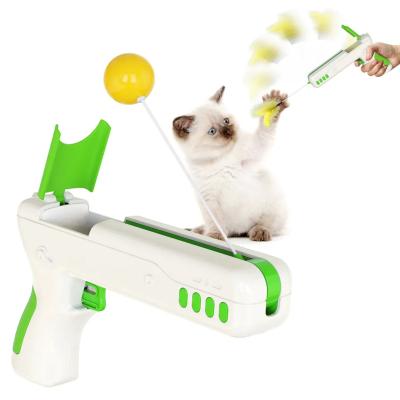 China Viable hot-wholesale cat gatos de para d'interactivo de juguete interactive ball with feather cat gun toys 2022 for sale