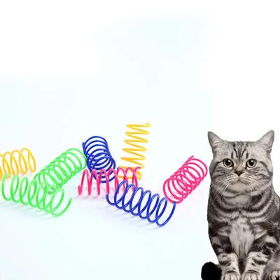 China 2023 Small Animals Durable Plastic Colorful Spring Jumping Grinding Claws Cat Toys Interaction Pet Toy Retractable Spring pp for sale