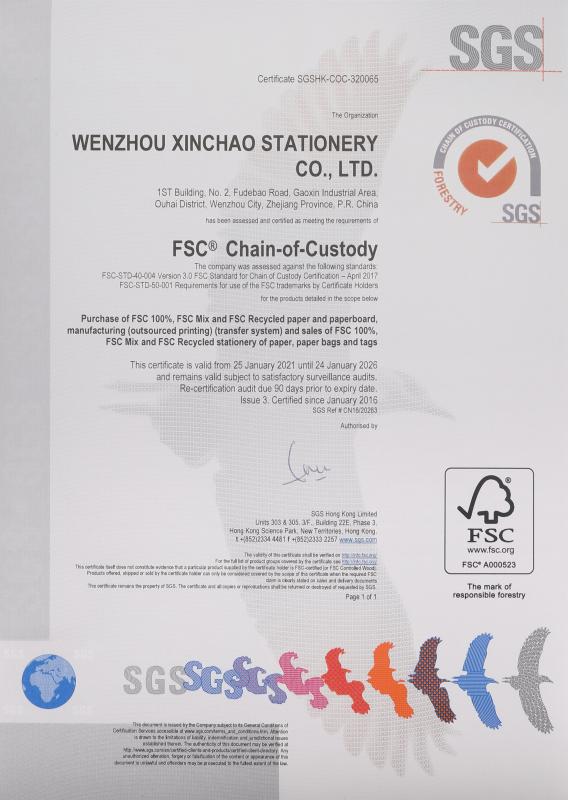 FSC - Wenzhou Xinchao Stationery Co., Ltd.