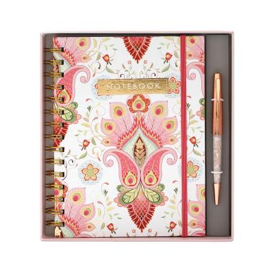 China Custom Luxury Christmas Gift Office Pink Fancy Stationery Products Gift Paper Set, China Notebook and Pen Stationery Set Wholesale for Girls for sale