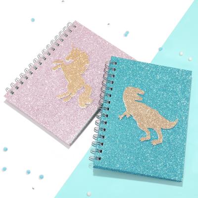 China Glitter A5 kawaii Unicorn Spiral Diary Notebook, custom made premium hardcover cute journal notebooks for kids for sale