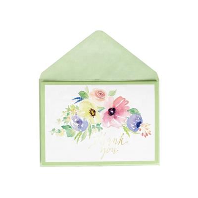 China North American Hot Selling Custom Printing Thank You Cards, Handmade Watercolor Floral Greeting Cards for sale