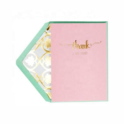 China 2020 Handmade Customs North American Printing Thank You Cards, Shiny Gold Foil Rose Greeting Cards for sale