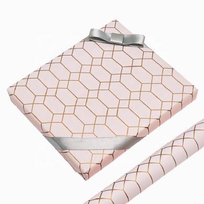 China Waterproof All Occasion New Fashion Design Gold Foil Envelope, Pink Gift Wrapping Paper Roll For Gift Wrapping for sale