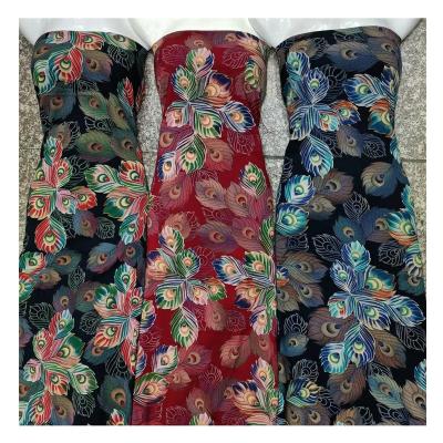 China 100 viable spun rayon discharge printing fabric discharged viscous rayon challis rayon woven fabric printed fabric factory for sale