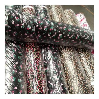 China Plain weave technics printed stock 100% rayon fabric crepe viscose rayon crepe fabric for clothing in keqiao new warehouse 1500m2 for sale