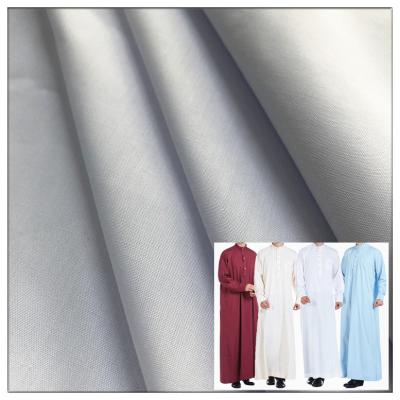 China T48x150D 110gsm 100% Spun Polyester Organic Super Soft Microfiber Arab Thobe White Woven Fabric for sale