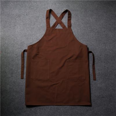 China Kitchen Cross Cotton Cleaning Back Aprons With Pocket Custom Logo Chef Barber Barista Cooking Cleaning Gardening Apron for sale