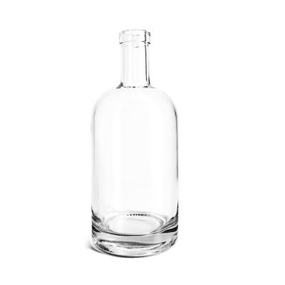 China Wholesale 100ml 200ml 375ml 500ml 750ml Beverage Liquor Glass Empty Clear Round Bottle For Whiskey, Rum, Tequila, Vodka, Juniper for sale