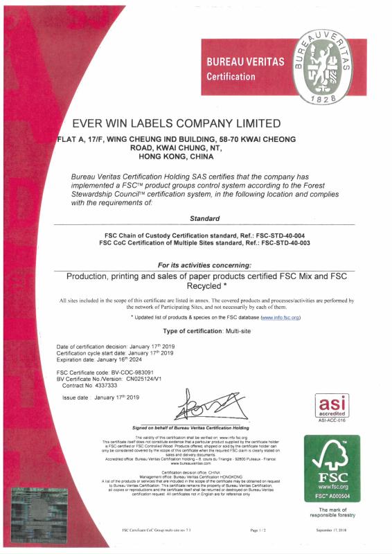 FSC - EVER WIN LABELS COMPANY LIMITED