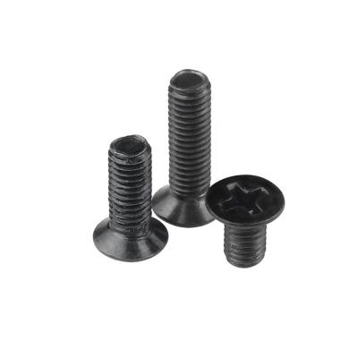 China Non-slip Black Oxide Carbon Steel M3 Machine Screw Black Non-Slip Head Flat Shank Screw for sale