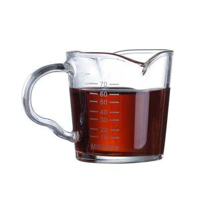 China Sustainable Safety Mouth-Blowing High Borosilicate Glass Graduated Transparent Glass Measuring Milk Coffee Cup With Handle for sale