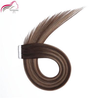 China No Pulled Tape Hair Extensions 9A Double Chemical Russian Virgin Remy Cuticle Aligned Balayage Color Tape In Hair Extensions for sale