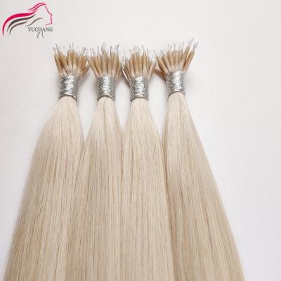 China No Remy Nano Bead Ring Human Hair Extensions 28INCHE Chemical Blonde Double Ended Best Quality Nano Hair Pulled for sale