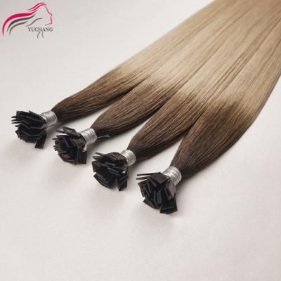 China No Chemical Unprocessed Raw Indian Keratin Flat Tip Hair Extension , Fashion Ombre Keratin Flat Tip Hair Pre Bonded Extension for sale