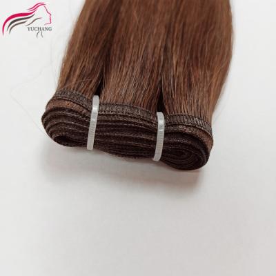 China No Juancheng Yuchang Chemical Factory Hyperbolic Woven Flat Weft Hair, Remy Head MA Extended PU Single Weft for sale