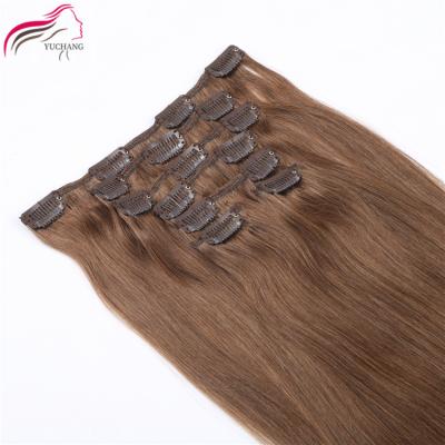 China No Chemical Clip In Hair Extensions 100% Russian Remy Double Weft Clip In Hair Extensions for sale