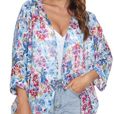 China Wholesale Women's Long Sleeve Bikini Women's Chiffon Cardigan Kimono Cheap Beach Sunscreen Clothing for sale