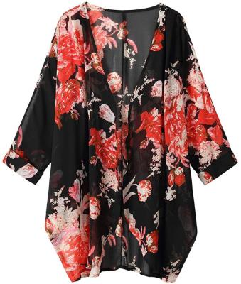 China Long sleeve ladies print cover up beach wear fashion summer woman floral print sun protection shirt sun protection clothing for sale