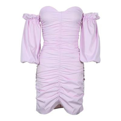 China Anti-static sexy one-shoulder pleated tube skirt dress temperament upper waist and slim hip dress women for sale