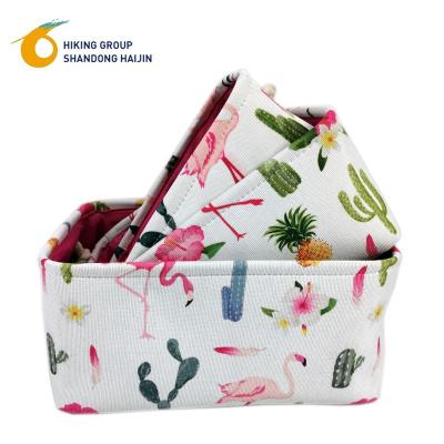 China Handles Folding Decorative Storage Basket Fabric Storage Basket Home Storage Basket Set of 3 for sale