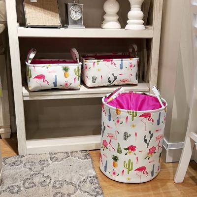 China Customizable High Quality Pink Handles Bedroom Storage Basket Laundry For Home With Closing Rope for sale